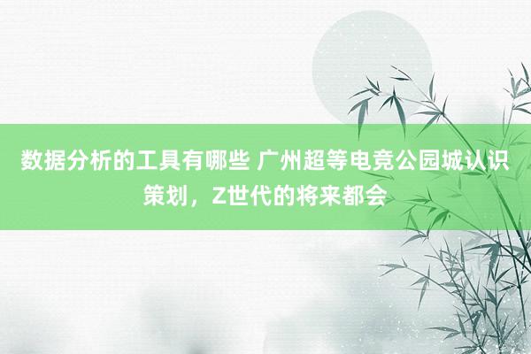 数据分析的工具有哪些 广州超等电竞公园城认识策划，Z世代的将来都会