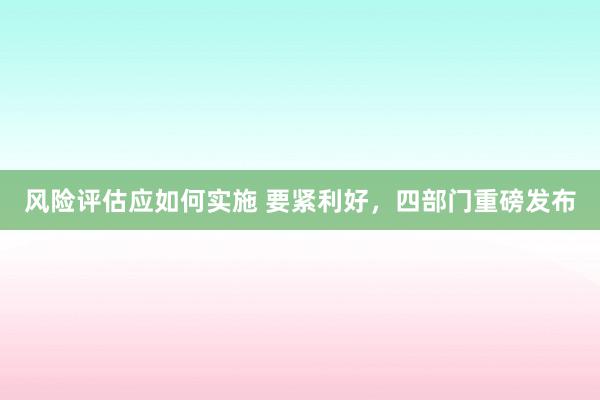 风险评估应如何实施 要紧利好，四部门重磅发布