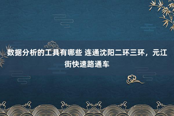 数据分析的工具有哪些 连通沈阳二环三环，元江街快速路通车