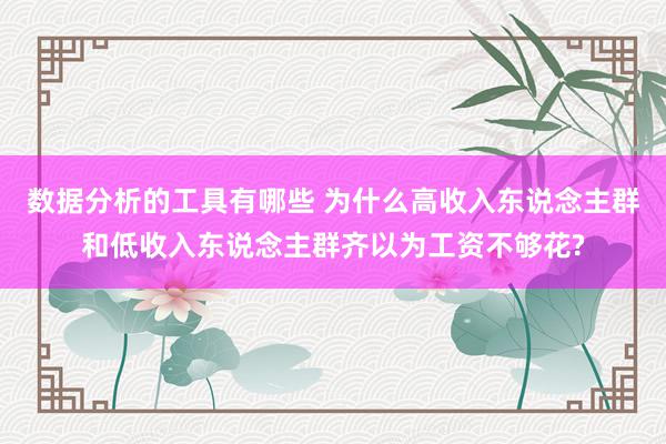 数据分析的工具有哪些 为什么高收入东说念主群和低收入东说念主群齐以为工资不够花?