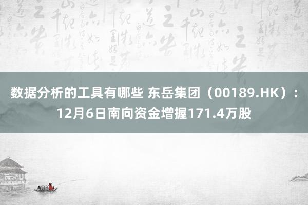 数据分析的工具有哪些 东岳集团（00189.HK）：12月6日南向资金增握171.4万股