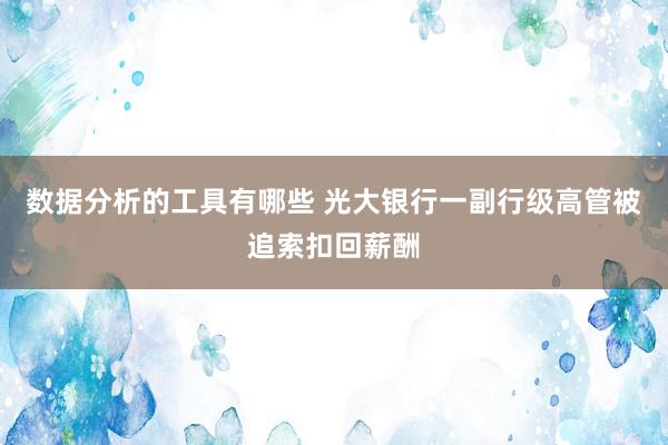 数据分析的工具有哪些 光大银行一副行级高管被追索扣回薪酬