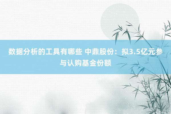 数据分析的工具有哪些 中鼎股份：拟3.5亿元参与认购基金份额