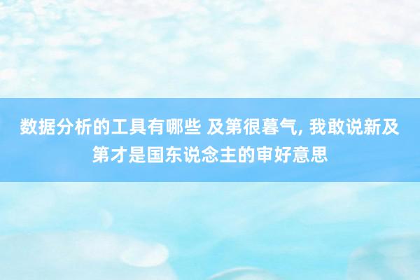 数据分析的工具有哪些 及第很暮气, 我敢说新及第才是国东说念主的审好意思