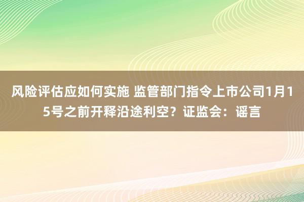 风险评估应如何实施 监管部门指令上市公司1月15号之前开释沿途利空？证监会：谣言