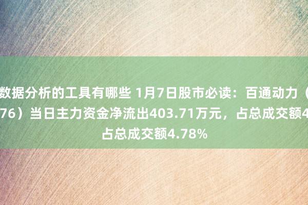 数据分析的工具有哪些 1月7日股市必读：百通动力（001376）当日主力资金净流出403.71万元，占总成交额4.78%