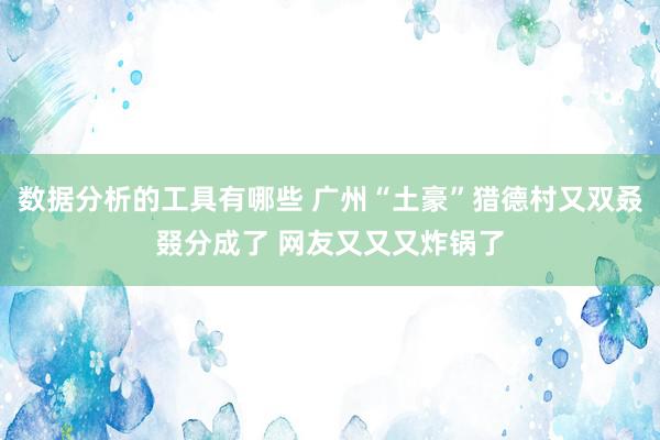 数据分析的工具有哪些 广州“土豪”猎德村又双叒叕分成了 网友又又又炸锅了